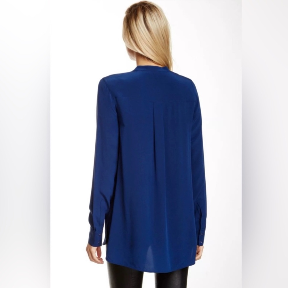 Vince Deep Blue Women's Silk Blouse Size 10 - Picture 2 of 6